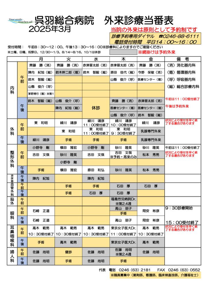 外来診療当番表202503のサムネイル